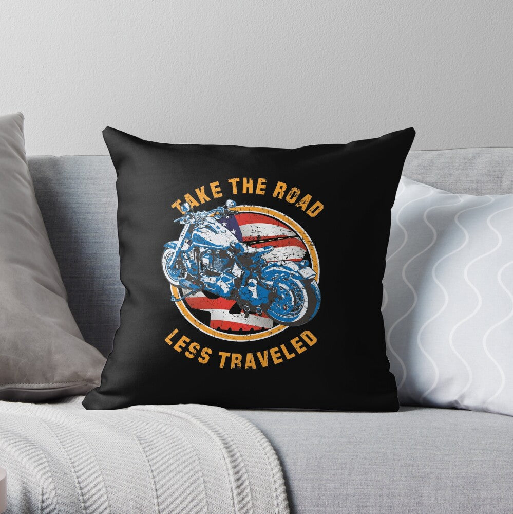 Take the Road Less Traveled Spun Polyester Square Pillow - vrmediadecor.vrmedia.com.au