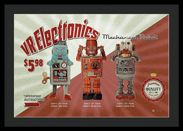 3 Wise Robots - Framed Print - vrmediadecor.vrmedia.com.au