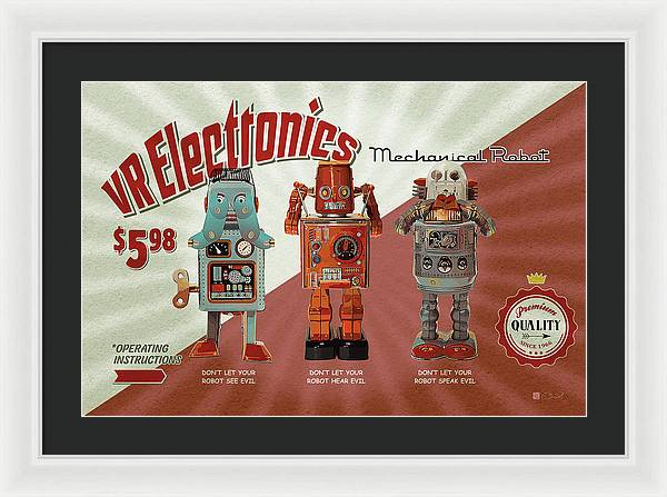 3 Wise Robots - Framed Print - vrmediadecor.vrmedia.com.au