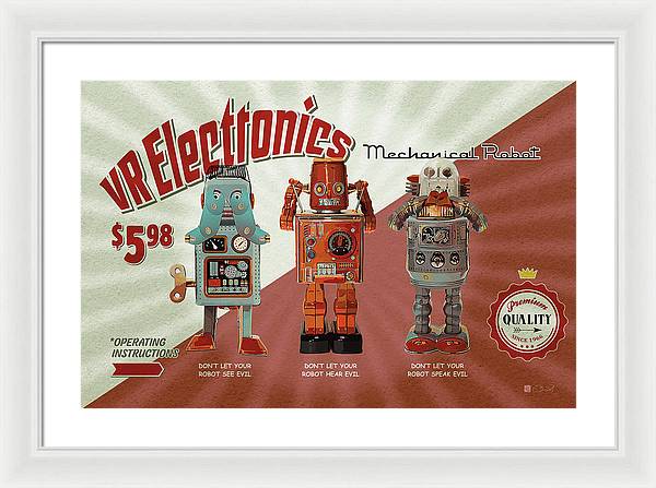 3 Wise Robots - Framed Print - vrmediadecor.vrmedia.com.au