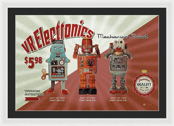 3 Wise Robots - Framed Print - vrmediadecor.vrmedia.com.au