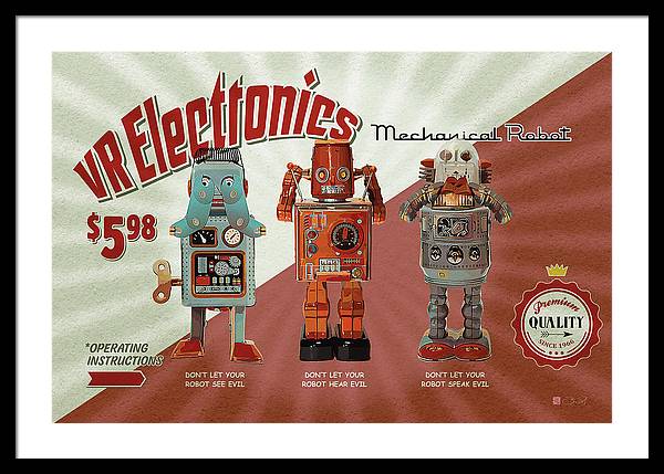3 Wise Robots - Framed Print - vrmediadecor.vrmedia.com.au
