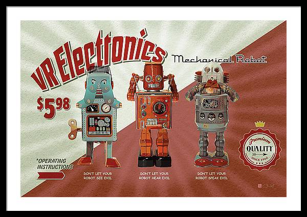 3 Wise Robots - Framed Print - vrmediadecor.vrmedia.com.au