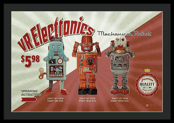 3 Wise Robots - Framed Print - vrmediadecor.vrmedia.com.au