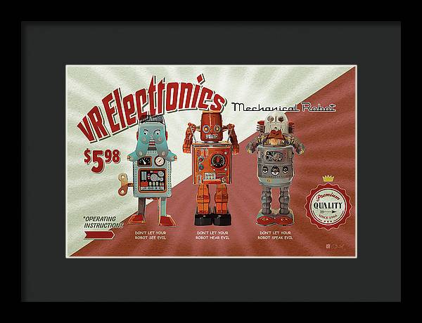 3 Wise Robots - Framed Print - vrmediadecor.vrmedia.com.au