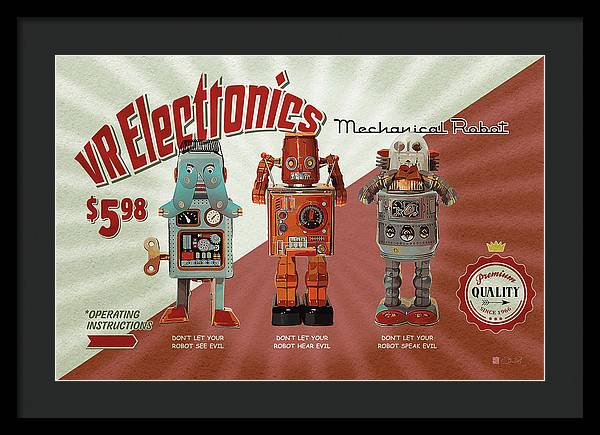 3 Wise Robots - Framed Print - vrmediadecor.vrmedia.com.au