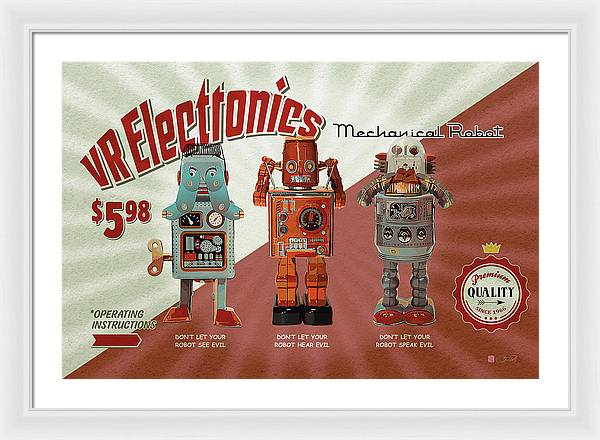 3 Wise Robots - Framed Print - vrmediadecor.vrmedia.com.au