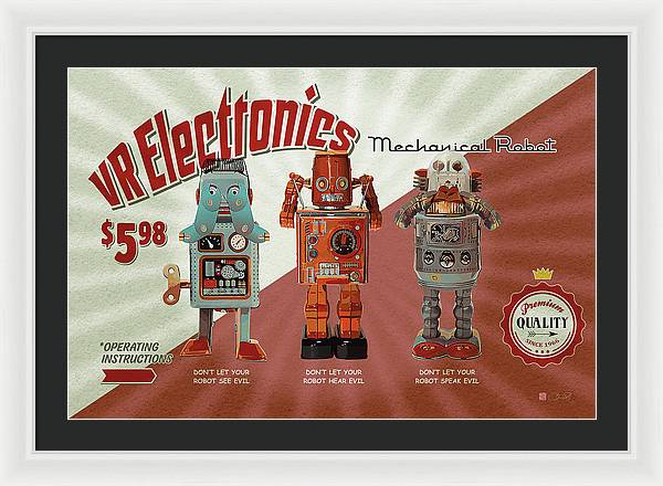 3 Wise Robots - Framed Print - vrmediadecor.vrmedia.com.au