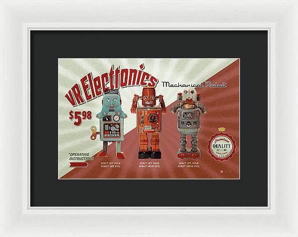 3 Wise Robots - Framed Print - vrmediadecor.vrmedia.com.au