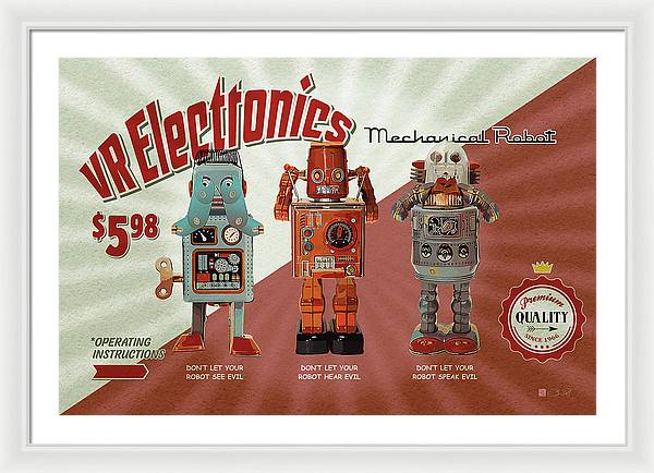 3 Wise Robots - Framed Print - vrmediadecor.vrmedia.com.au