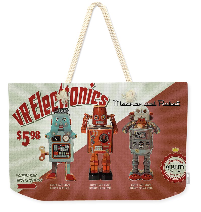 3 Wise Robots - Weekender Tote Bag - vrmediadecor.vrmedia.com.au