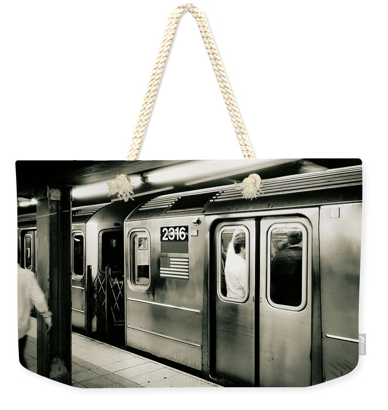 Retro Subway Delight Train 2316 BW - Weekender Tote Bag - vrmediadecor.vrmedia.com.au