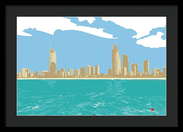 Surfers Paradise Skyline - Framed Print - vrmediadecor.vrmedia.com.au