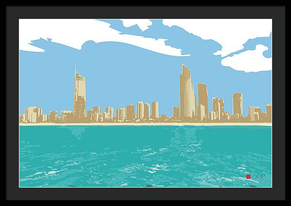 Surfers Paradise Skyline - Framed Print - vrmediadecor.vrmedia.com.au