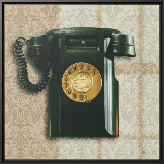 Echoes of Nostalgia vintage Bakelite rotary phone framed canvas art by Steve Riley