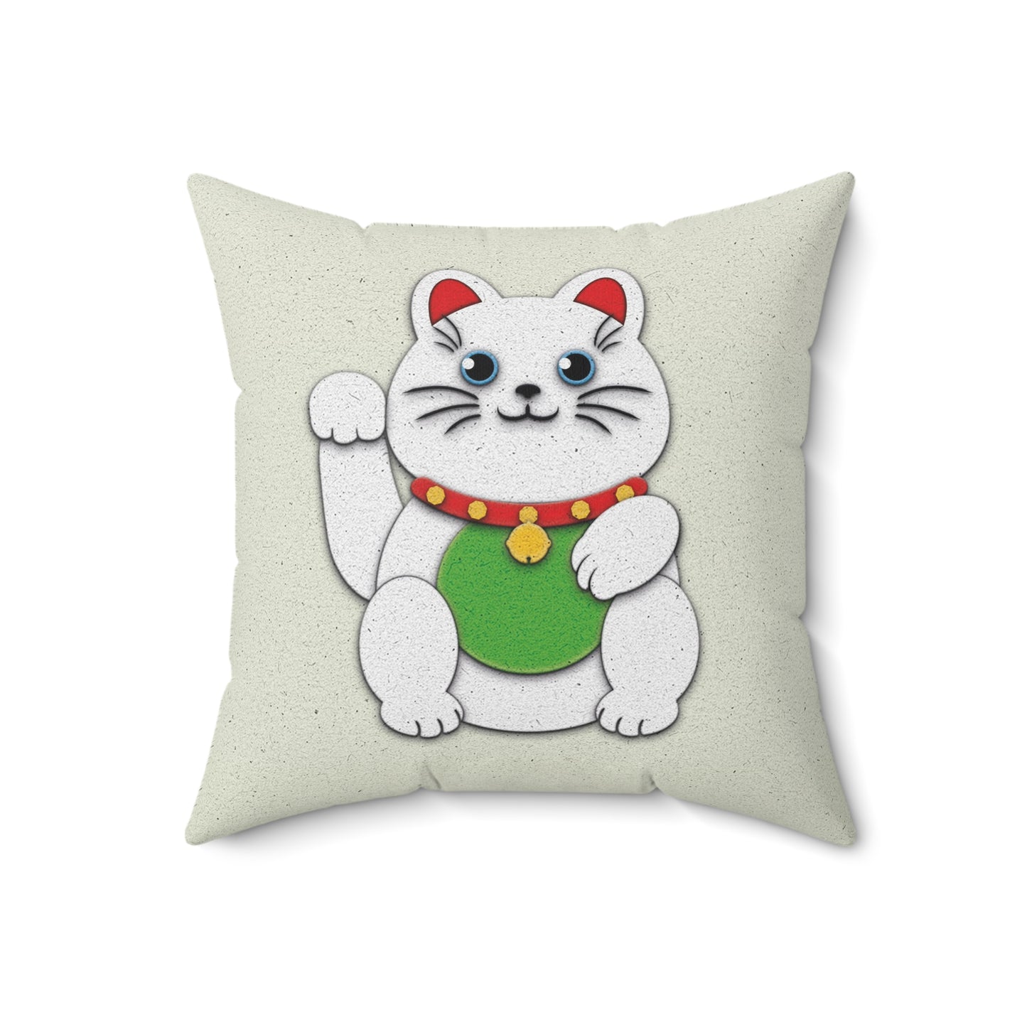 White Maneki-Neko - Throw Pillow