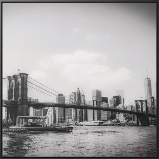 36x36" Framed Canvas Print: "Long Island, Brooklyn, BW"