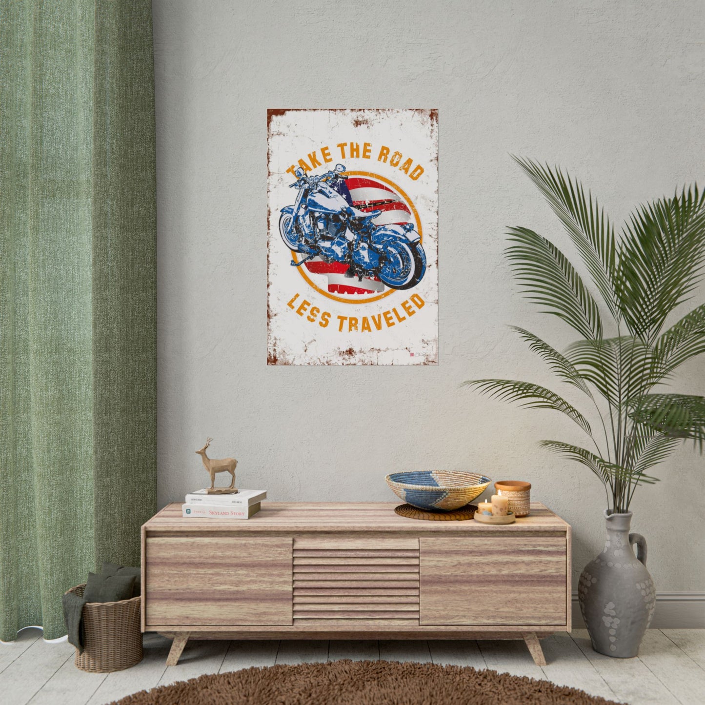 Take the road less traveled - Vintage Bike Art Rolled Poster