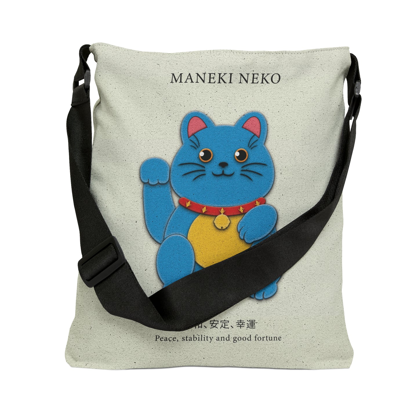 Blue Maneki Neko Adjustable Tote Bag