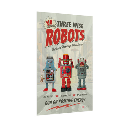 3 Wise Robots - Vintage Robot Art Rolled Poster