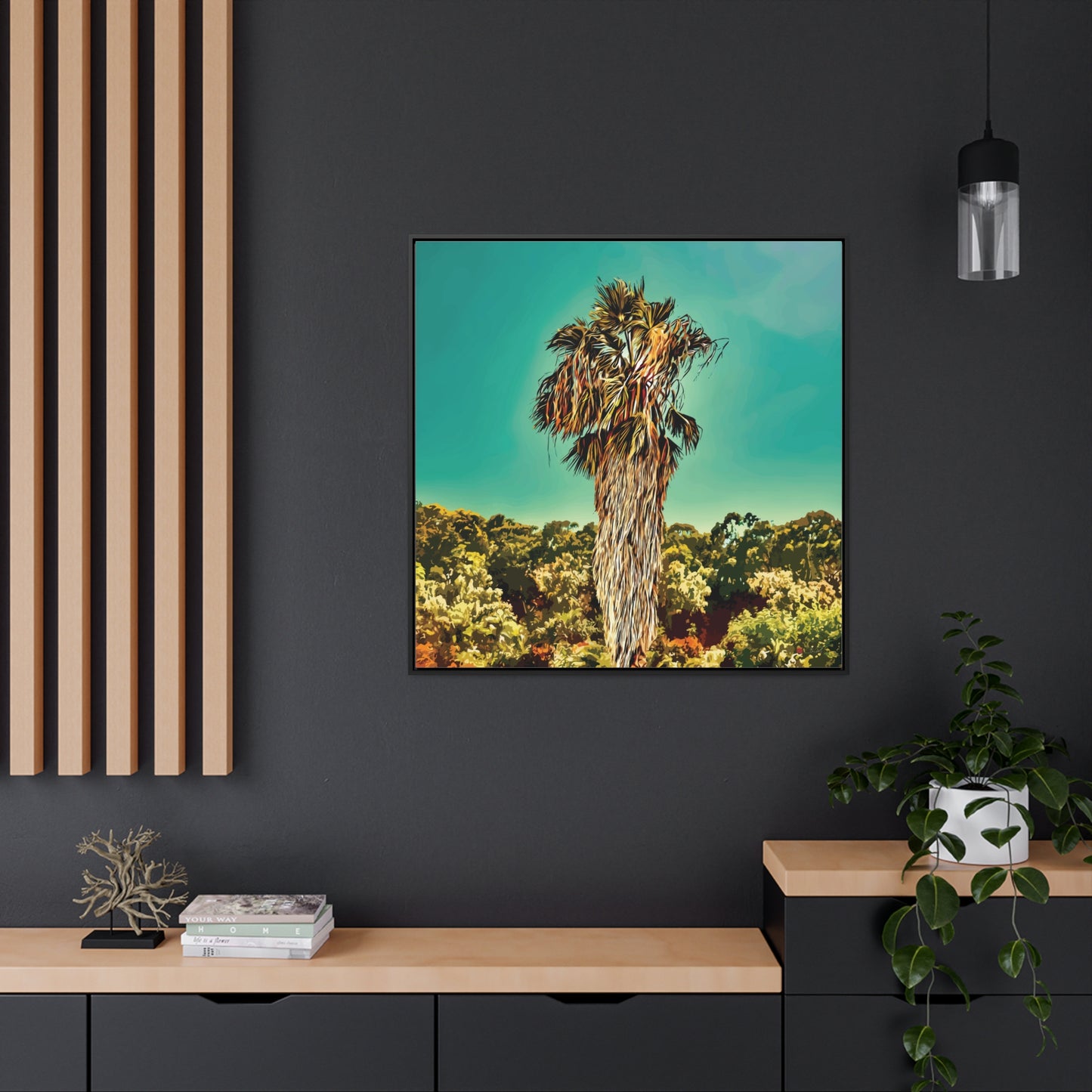 36x36" Framed Canvas Print "Fan Palm Capricornia"