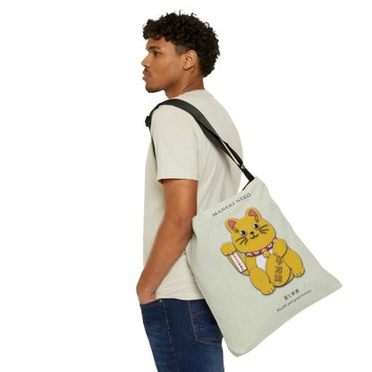 Gold Right Paw Maneki Neko Adjustable Tote Bag