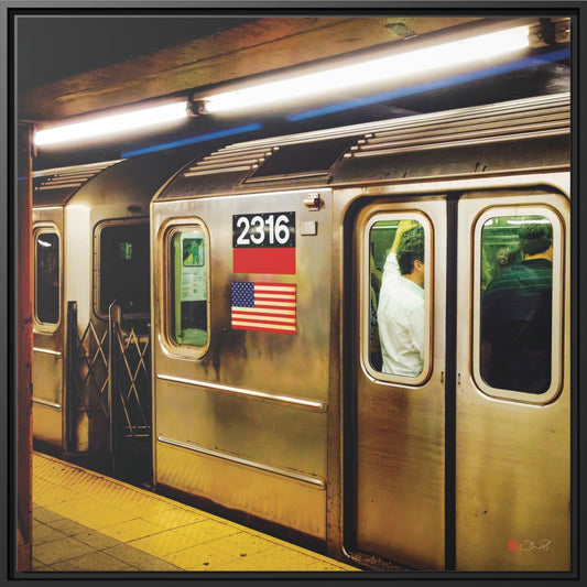 32x32" Framed Canvas: "Retro Subway Train 2316 Colour"