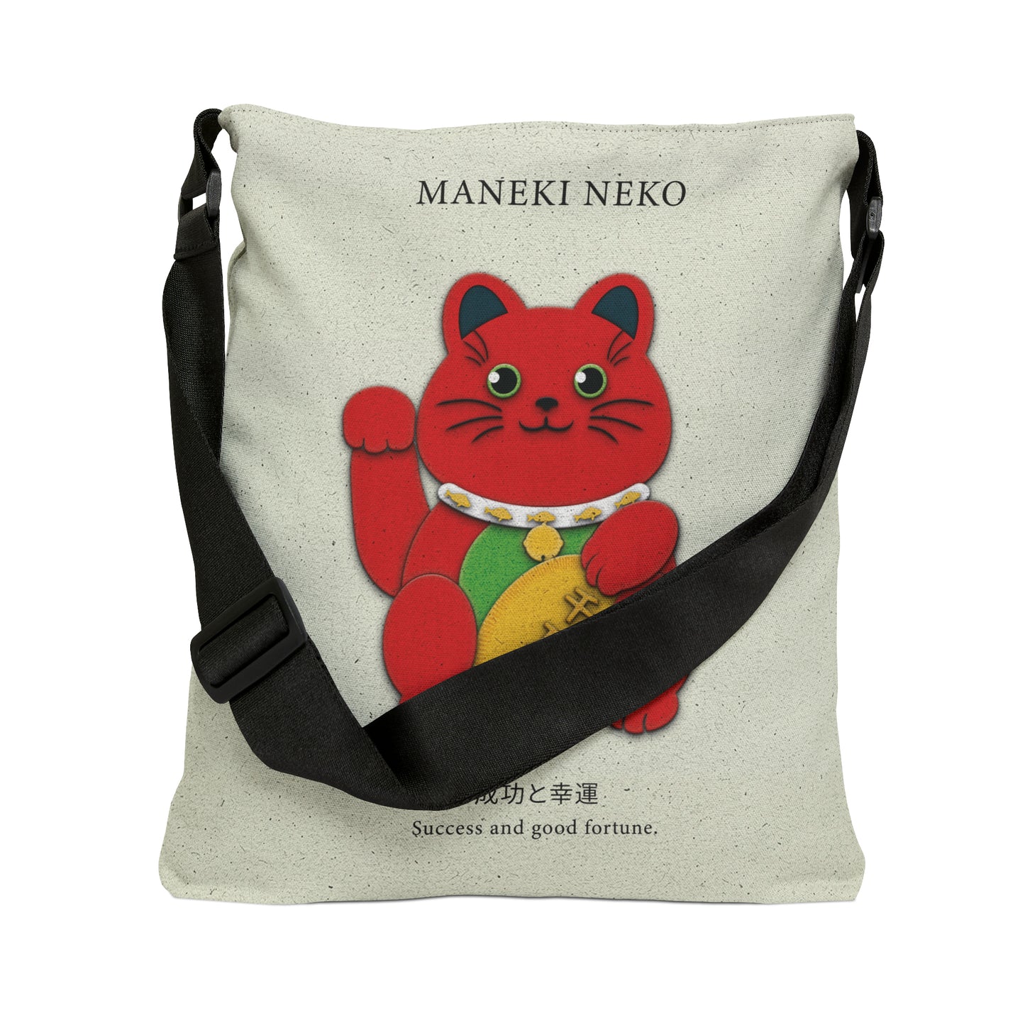 Red Maneki Neko Adjustable Tote Bag