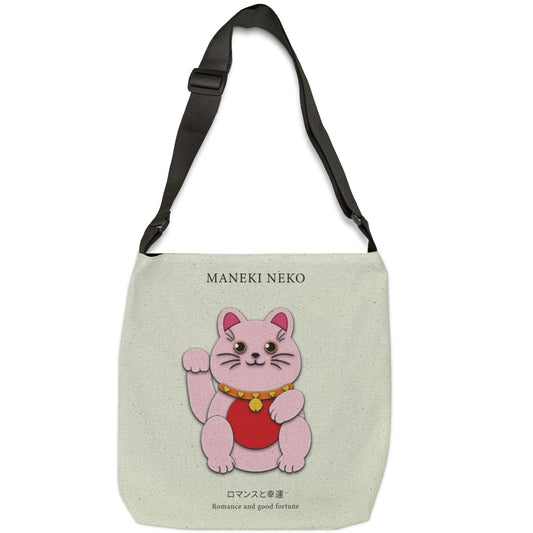 Pink Maneki Neko Adjustable Tote Bag