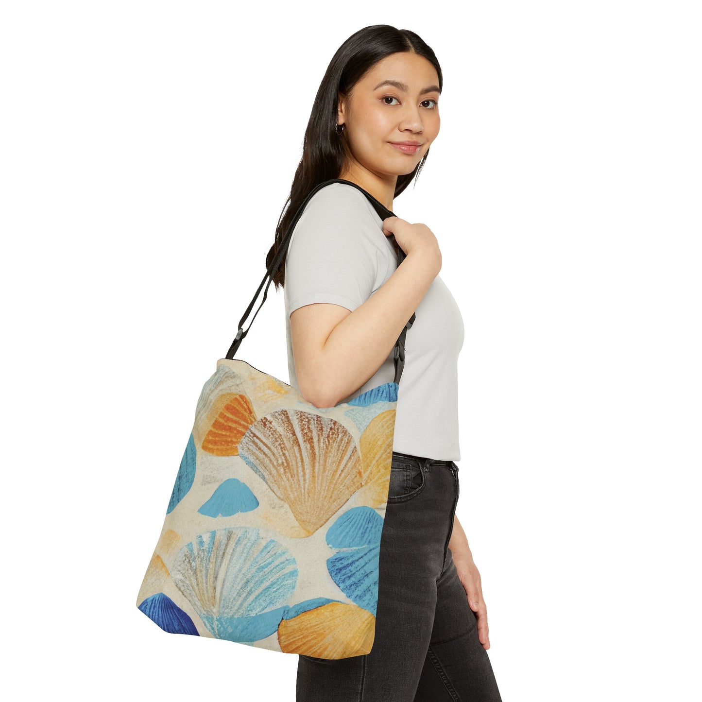 Collecting Shells Adjustable Tote Bag