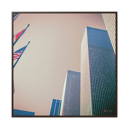 36x36" Framed Canvas Print: "Avenue of the Americas"