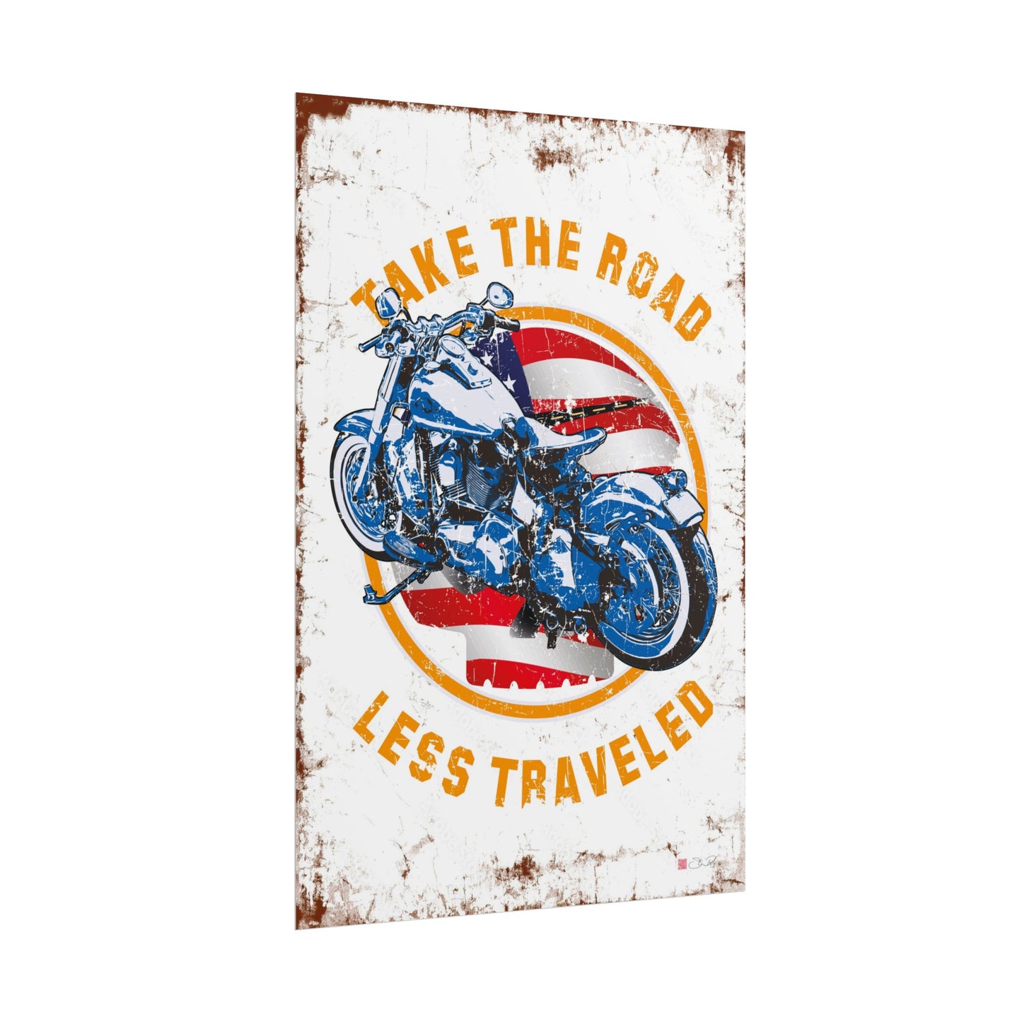 Take the road less traveled - Vintage Bike Art Rolled Poster