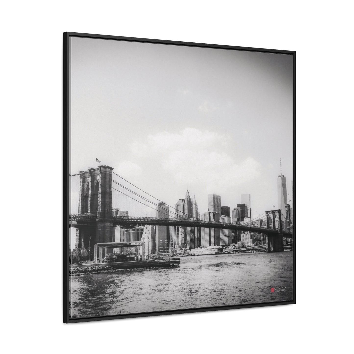 36x36" Framed Canvas Print: "Long Island, Brooklyn, BW"