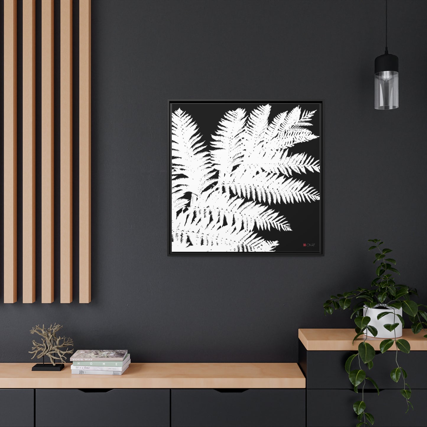 32x32" Framed Canvas: "Tree Fern"