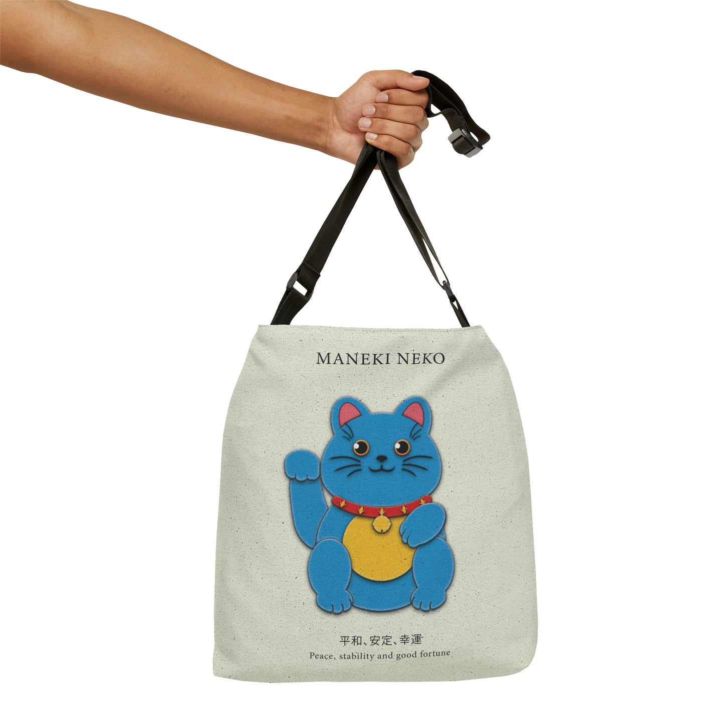 Blue Maneki Neko Adjustable Tote Bag