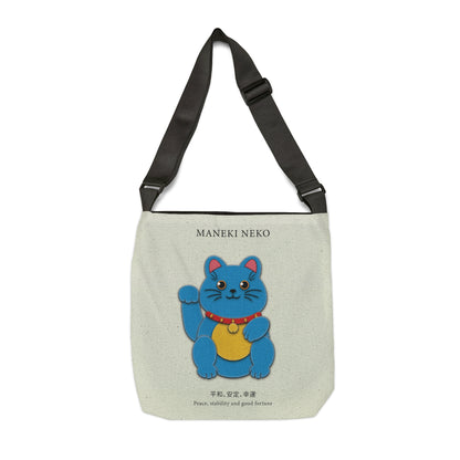 Blue Maneki Neko Adjustable Tote Bag