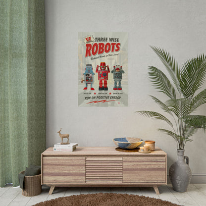 3 Wise Robots - Vintage Robot Art Rolled Poster