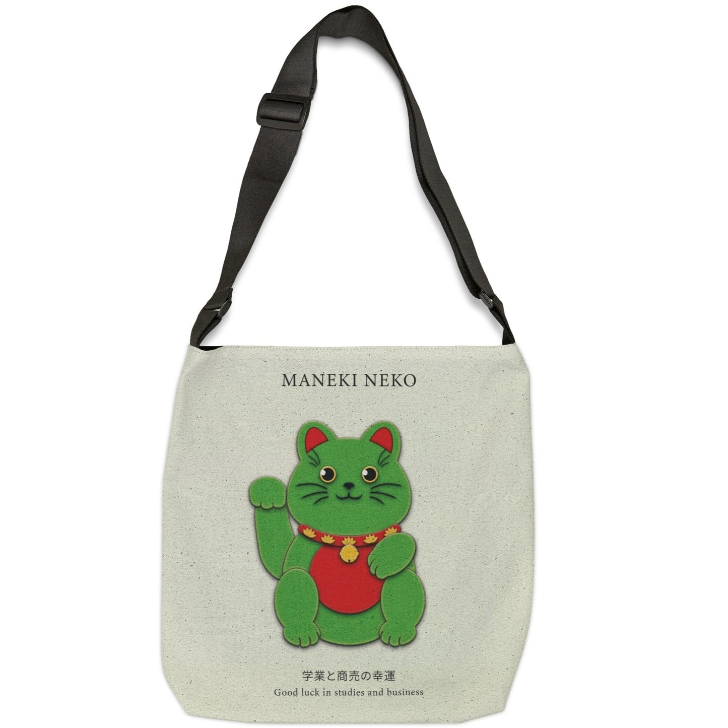 Green Maneki Neko Adjustable Tote Bag