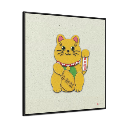 36x36" Framed Canvas Print: "Gold Left Paw Maneki-Neko"