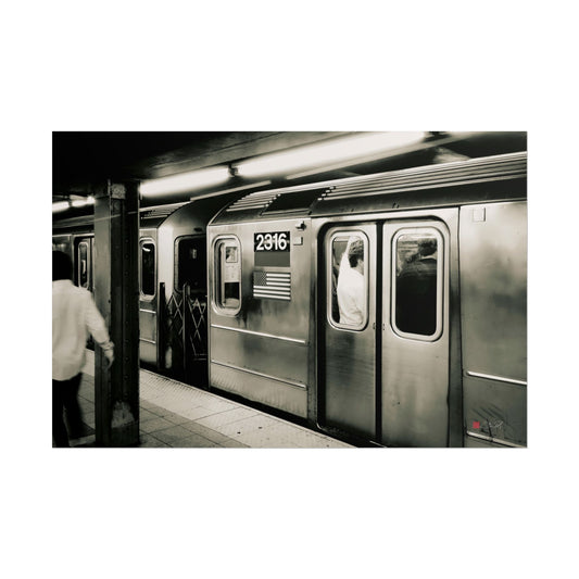 Retro Subway Train 2316 - Black and White Photograph Art Rolled Poster