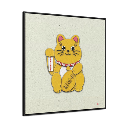 36x36" Framed Canvas Print: "Gold Right Paw Maneki-Neko"