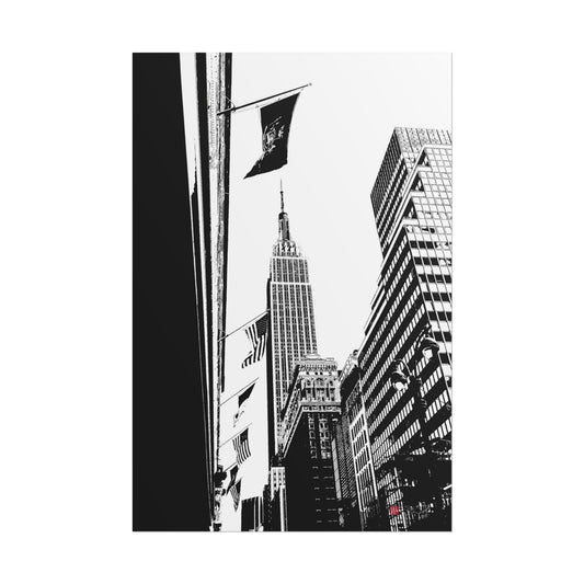 Empire State Building - Street Line Art Print Rolled Poster