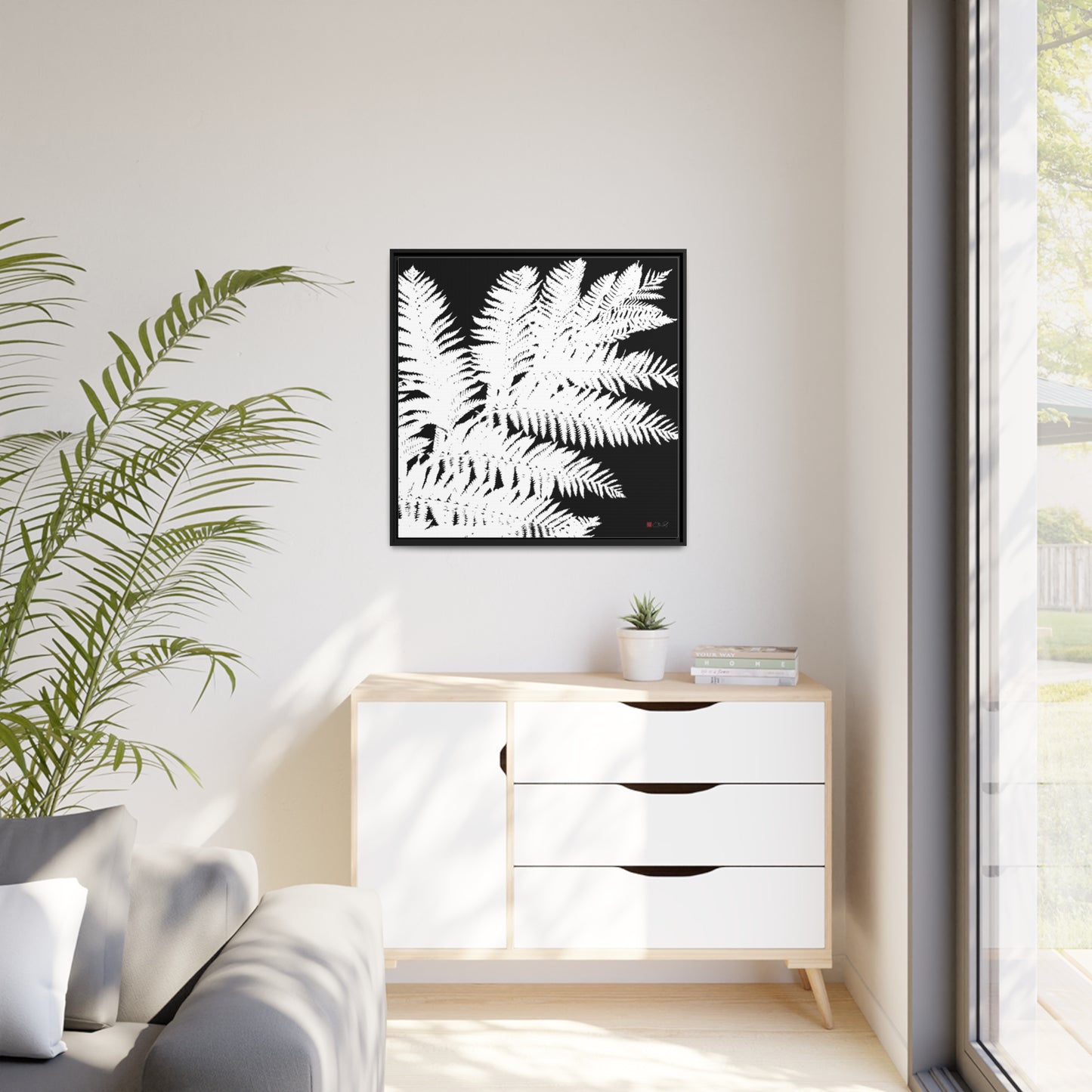 32x32" Framed Canvas: "Tree Fern"