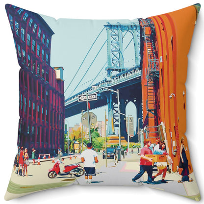 Summer in Dumbo Spun Polyester Square Pillow