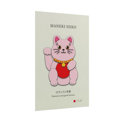 Pink Maneki-Neko Kirigami Style Art Rolled Posters