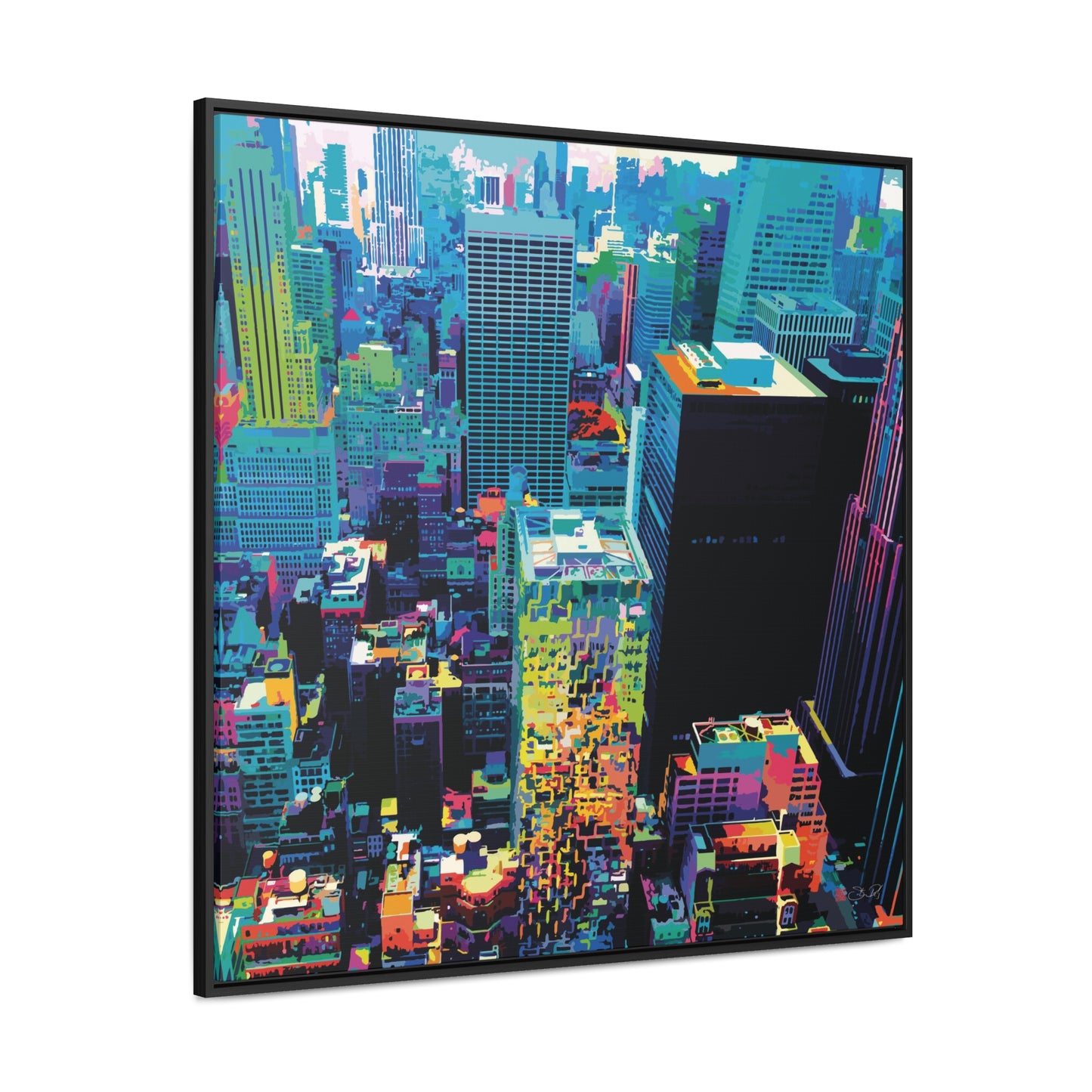 36x36" Framed Canvas Print: "Manhattan"