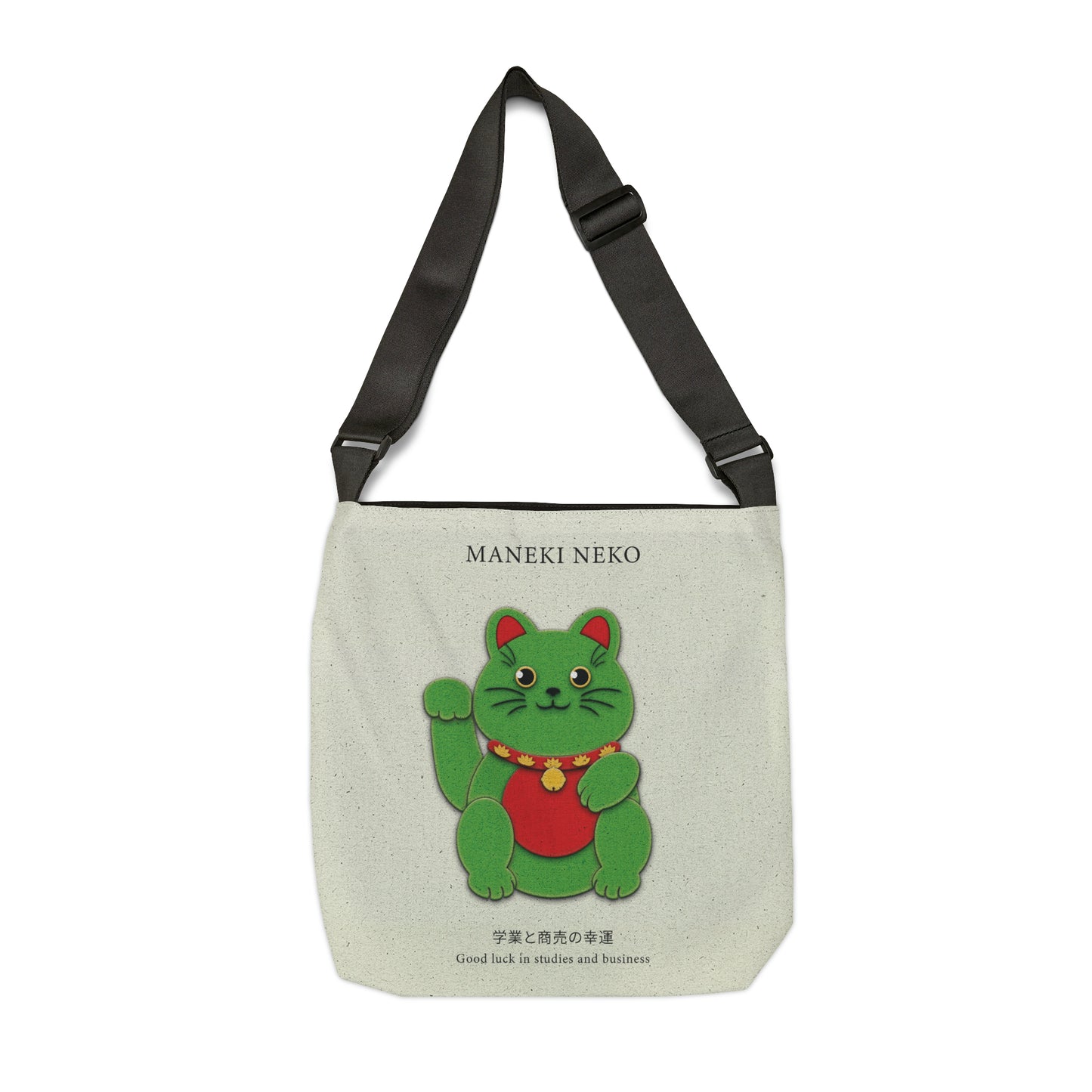 Green Maneki Neko Adjustable Tote Bag