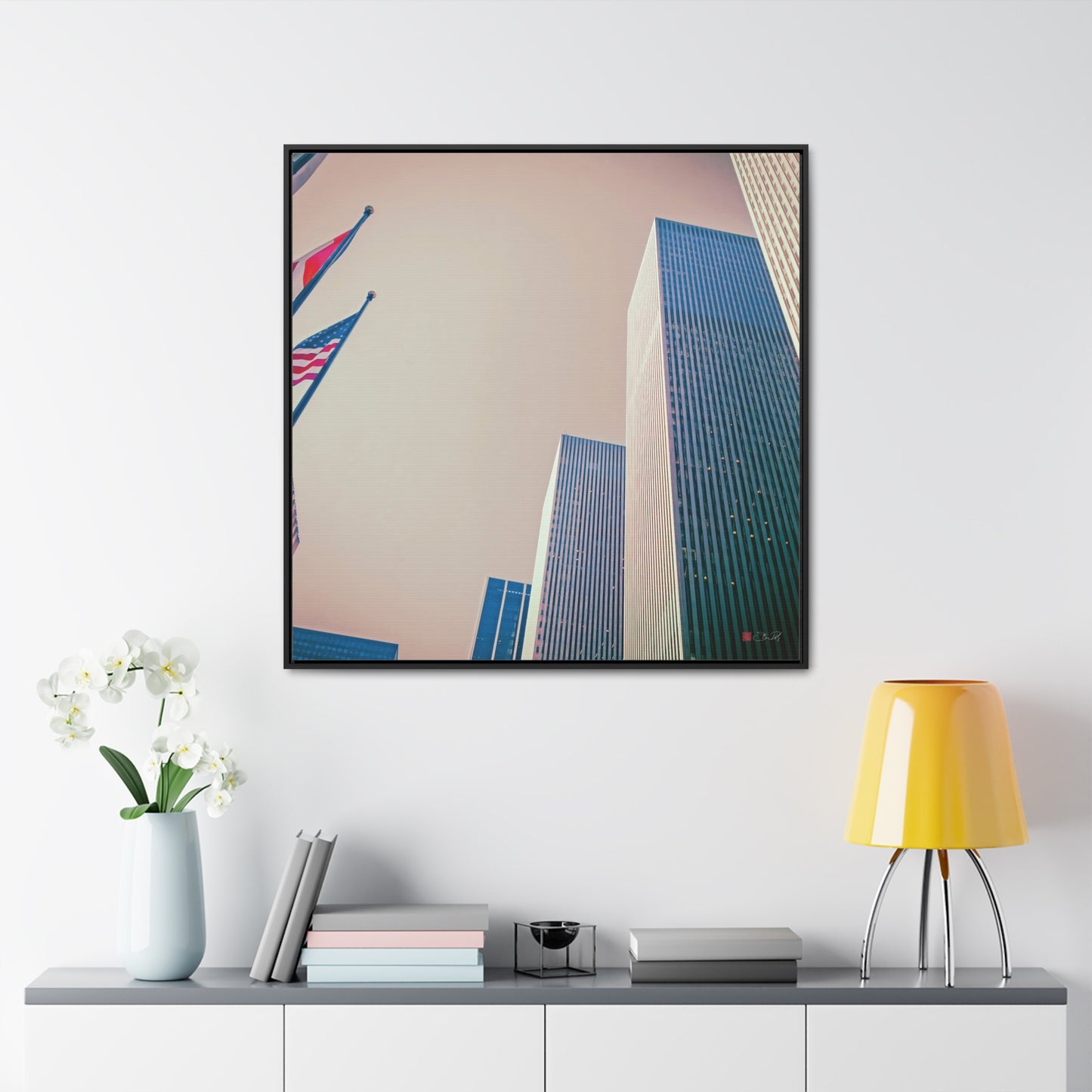 36x36" Framed Canvas Print: "Avenue of the Americas"