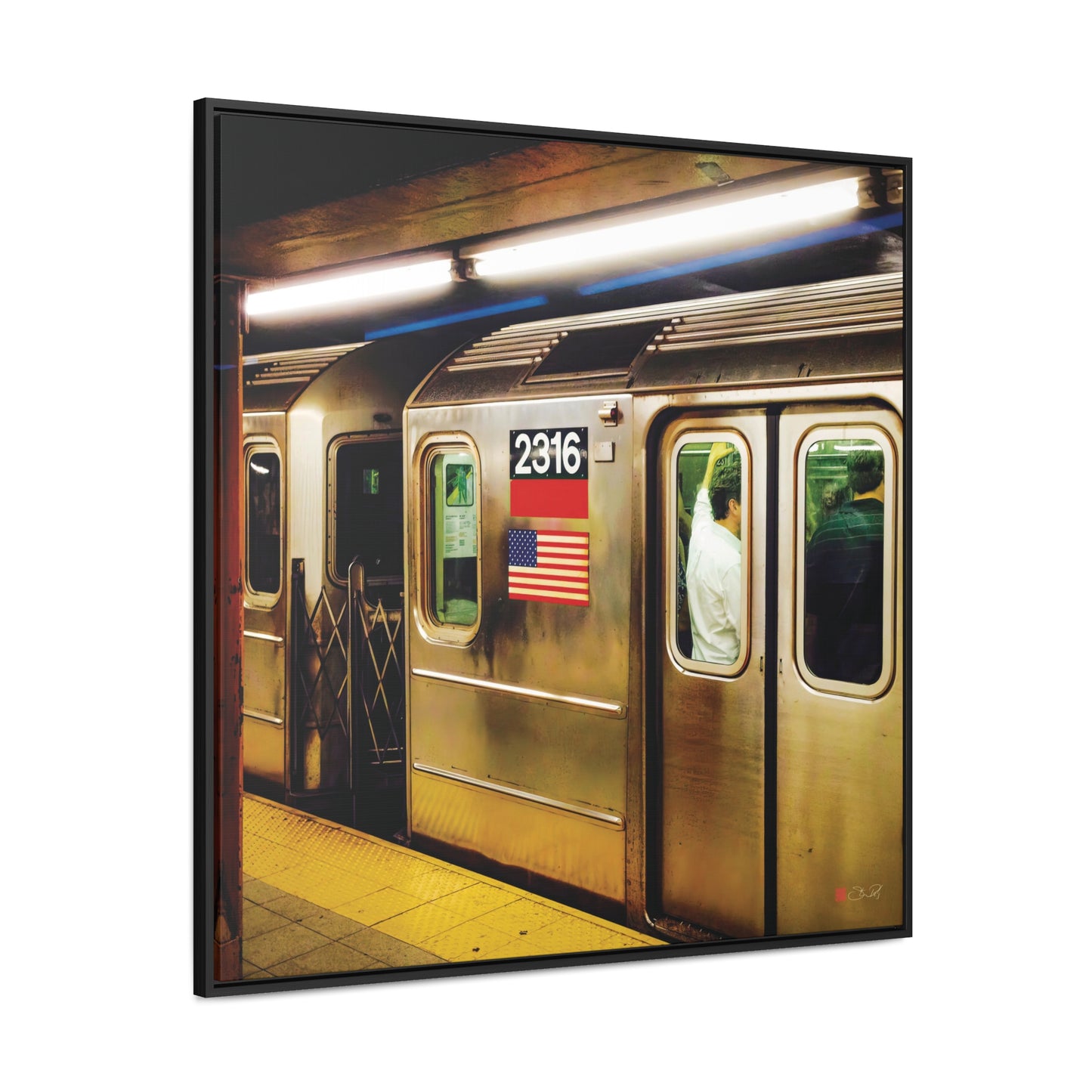 36x36" Framed Canvas Print: "Retro Subway Train 2316 Colour"