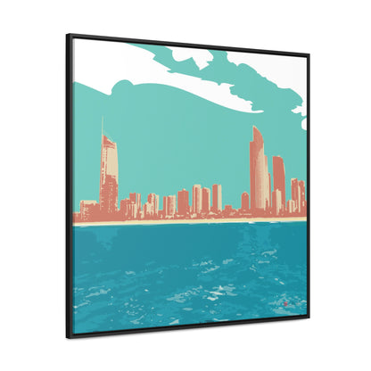 36x36" Framed Canvas Print: "Surfers Paradise Skyline"